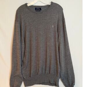 Polo Ralph Lauren Men's Grey Crew Neck Sweater Merino Wool Size XL